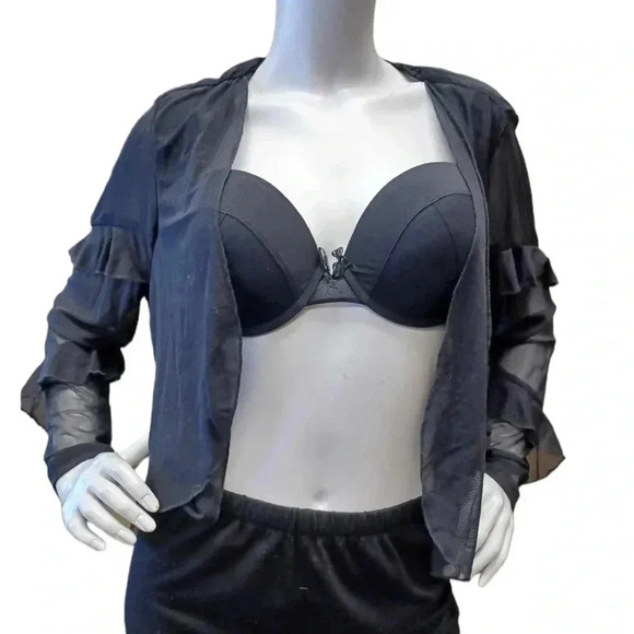 Marie Claire Black Sheer Open Style  Top Size XL - Picture 1 of 6